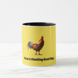 Rooster Spaß haben einen guten Tag zu klucken Tasse