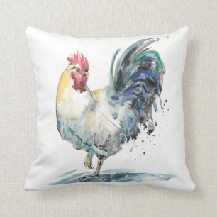 Rooster Splash - Aquarell Kissen