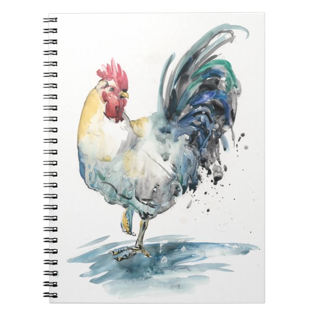 Rooster Splash - Aquarell Notizblock (Vorderseite)