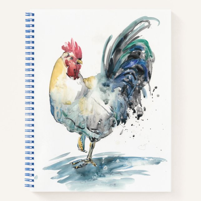 Rooster Splash - Aquarell Notizbuch (Vorderseite)