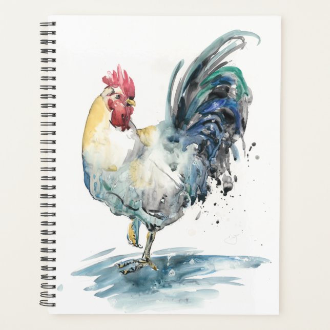 Rooster Splash - Aquarell Planer (Vorderseite)