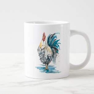 Rooster Splash - Aquarellbild Jumbo-Tasse