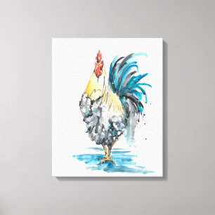 Rooster Splash - Aquarellbild Leinwanddruck