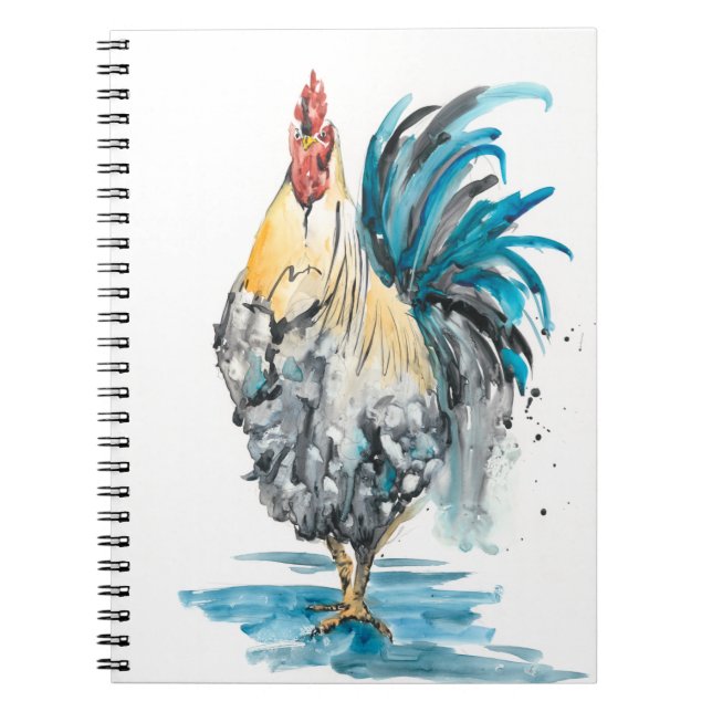 Rooster Splash - Aquarellbild Notizblock (Vorderseite)