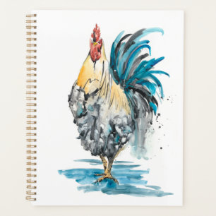 Rooster Splash - Aquarellbild Planer