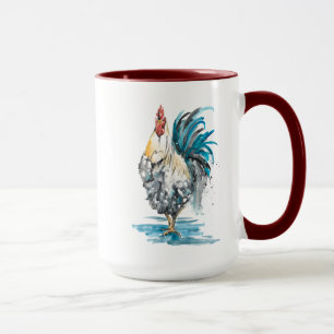 Rooster Splash - Aquarellbild Tasse