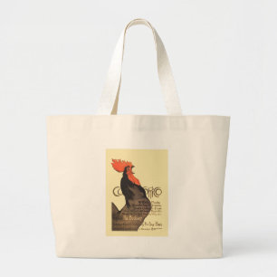 Rooster Steinlen Cocorico Französische Kunst Jumbo Stoffbeutel
