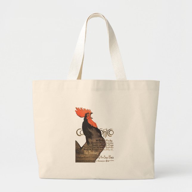 Rooster Steinlen Cocorico Französische Kunst Jumbo Stoffbeutel (Vorne)
