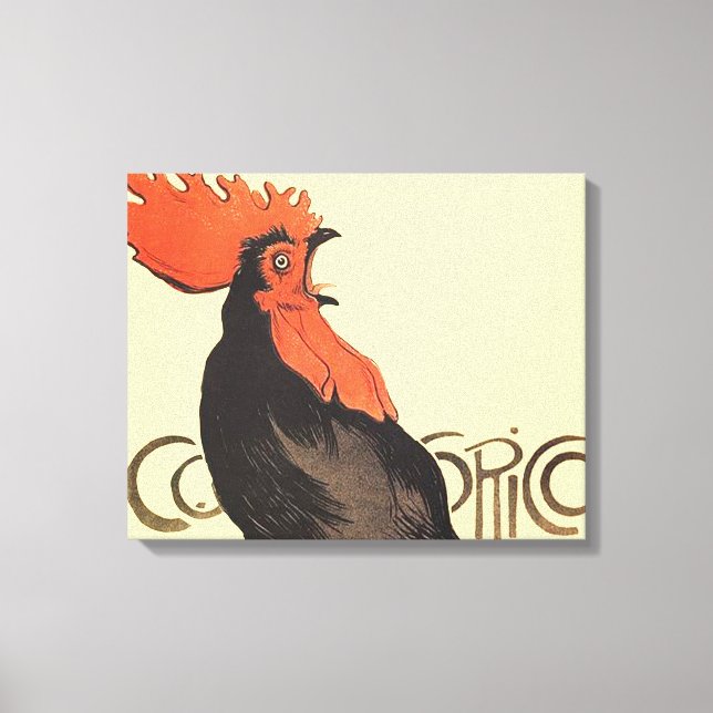 Rooster Steinlen Cocorico Französische Kunst Leinwanddruck (Vorderseite)