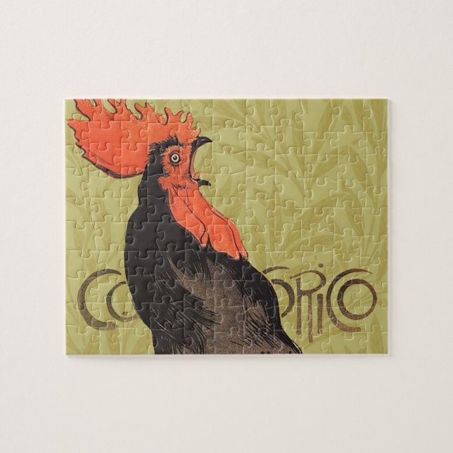 Rooster Steinlen Cocorico Französische Kunst Puzzle (Horizontal)