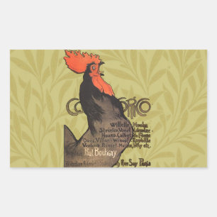 Rooster Steinlen Cocorico Französische Kunst Rechteckiger Aufkleber