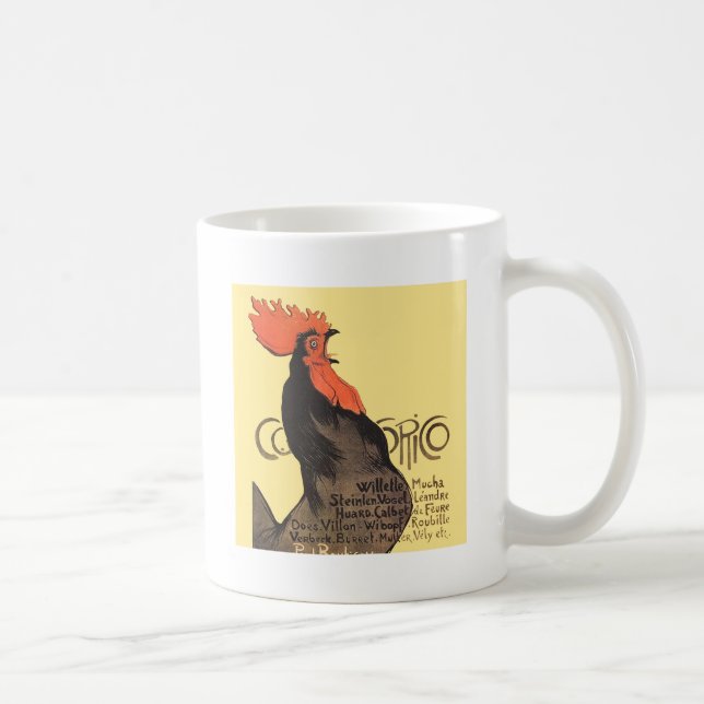 Rooster Steinlen Cocorico Französische Kunst Tasse (Rechts)