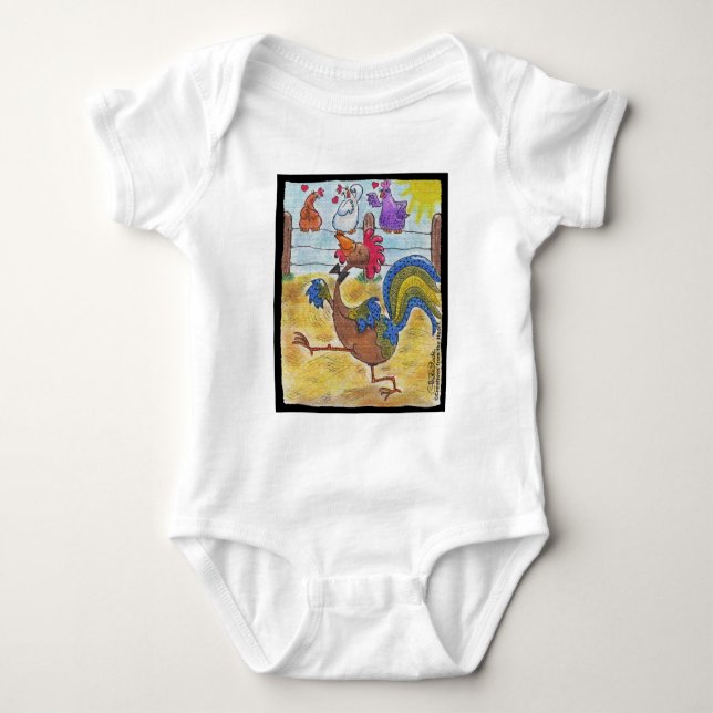 Rooster Strut Baby Strampler (Vorderseite)