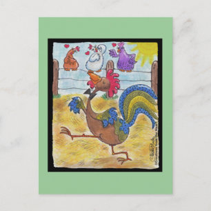 Rooster Strut Postkarte