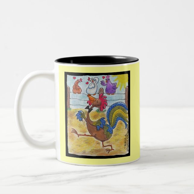 Rooster Strut Zweifarbige Tasse (Links)