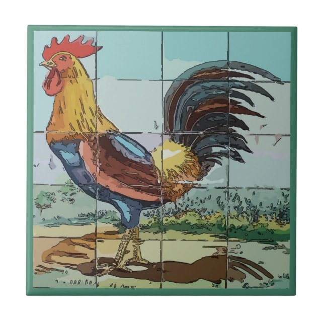 Rooster Tile Mural Fliese (Vorderseite)