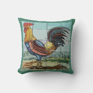 Rooster Tile Mural Kissen