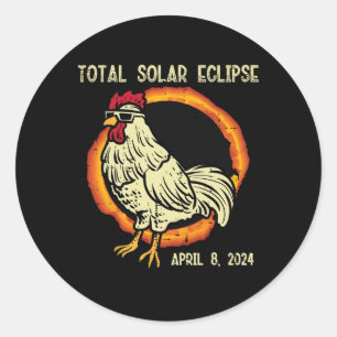 Rooster Total Solar Eclipse 2024 April 8 Männer Fr Runder Aufkleber