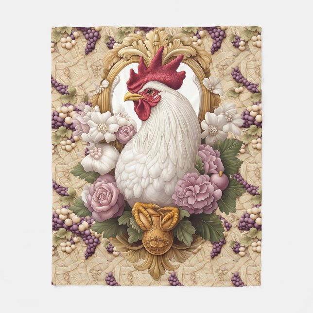 Rooster & Traubenfleece Blanket Fleecedecke (Vorderseite)