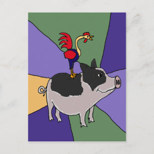 Rooster über die Schweinezucht Postkarte