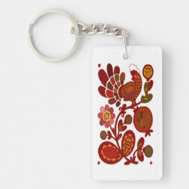 ROOSTER UND BLUME SCHLÜSSELANHÄNGER (Vorderseite)