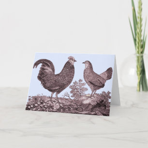 Rooster und Hen Card Feiertagskarte