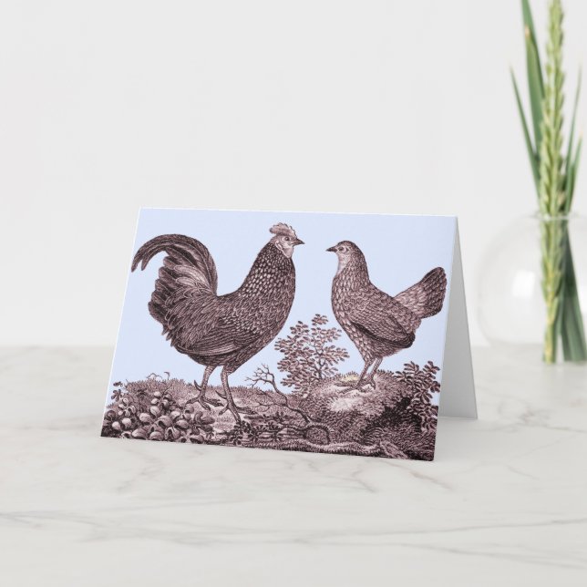 Rooster und Hen Card Feiertagskarte (Vorderseite)