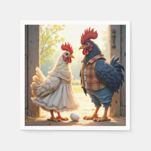 Rooster und Hen Spaß Serviette