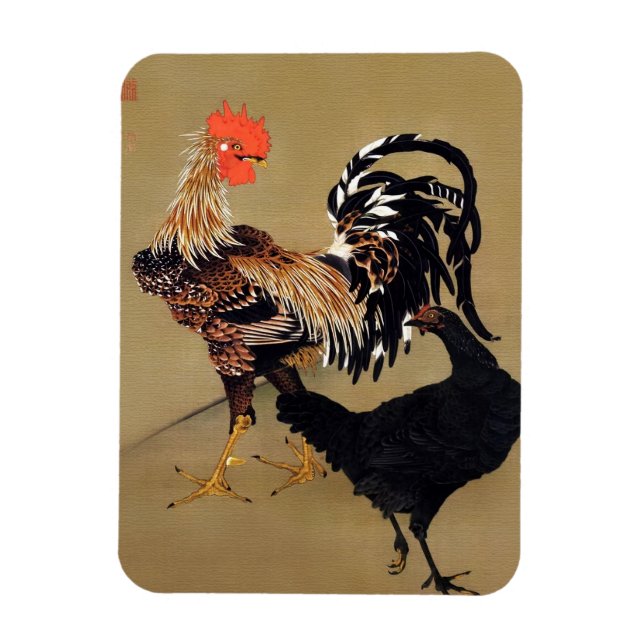 Rooster und Hen von Ito Jakuchu Magnet (Vertikal)