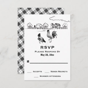 Rooster- und Hennenhühnerfarm RSVP Karte