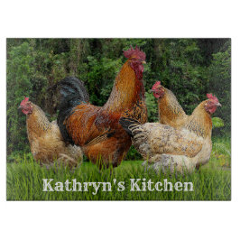 Rooster und Hühner Schneidebrett