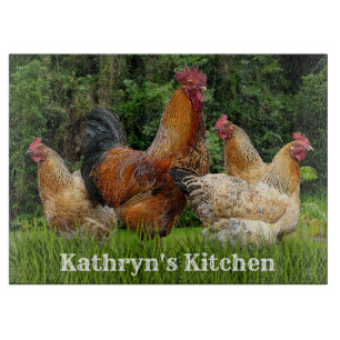 Rooster und Hühner Schneidebrett