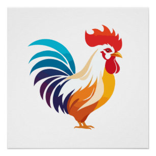 Rooster Vector Art Animal Modern Urban Graphic Poster