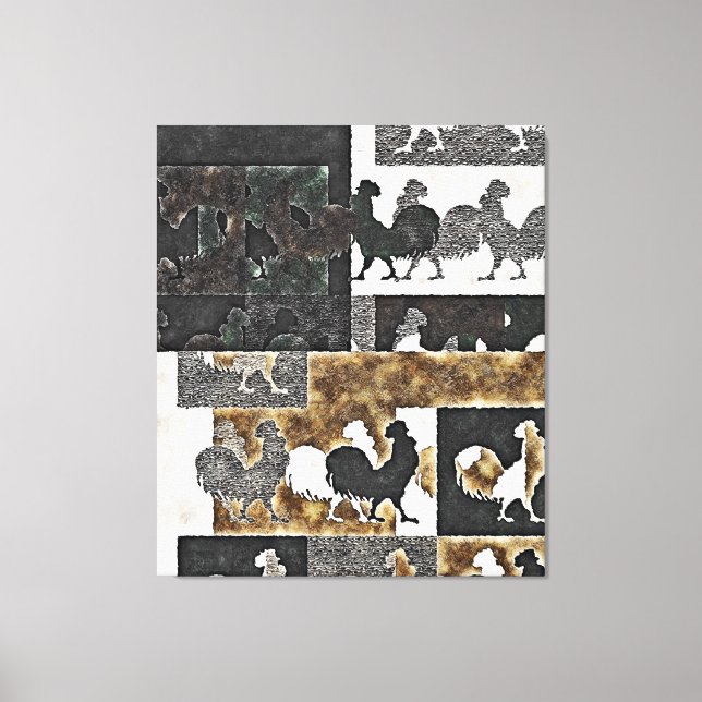 ROOSTER VINTAG #2 - Wrapped Canvas Leinwanddruck (Vorderseite)