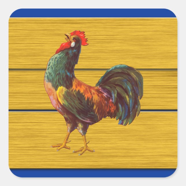 Rooster Vintag Kitekasten Art Sticker (Vorderseite)