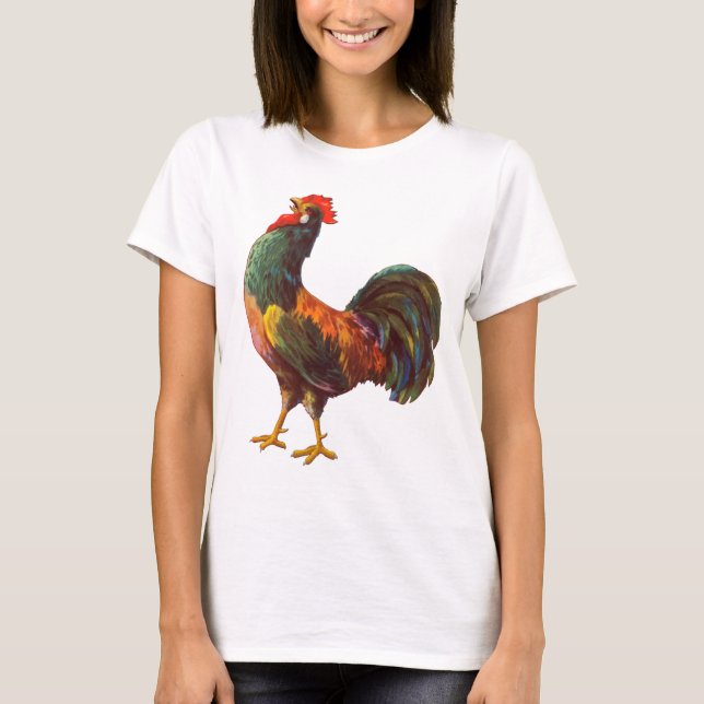 Rooster Vintag Kitekatze Kunst T-Shirt (Vorderseite)