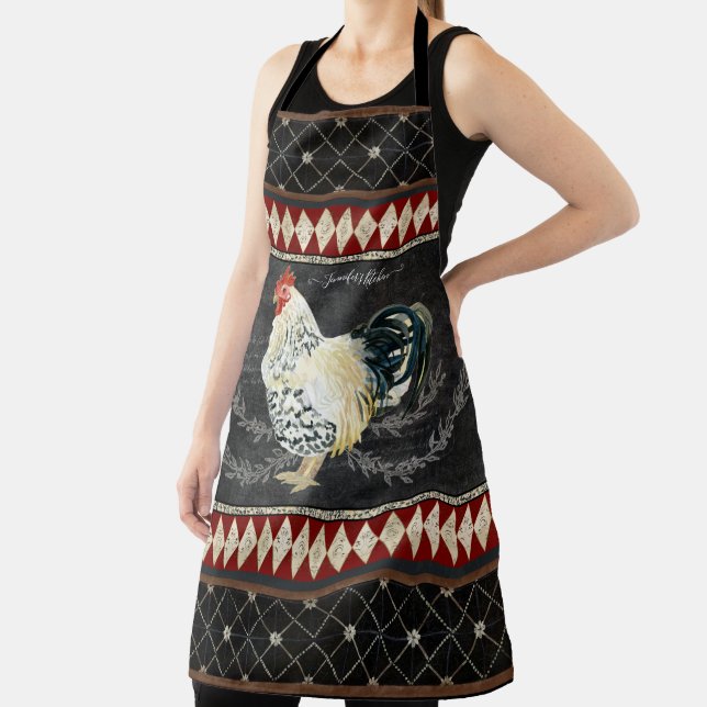 Rooster Vintag Rustikal Farmhouse Chalkboard w Nam Schürze (InSitu)