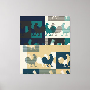 ROOSTER VINTAG ummantelte Canvas Leinwanddruck