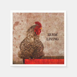 Rooster Vintage antike Braun Textur Bauernhof Serviette