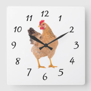 ROOSTER-WALL-KLOCK QUADRATISCHE WANDUHR