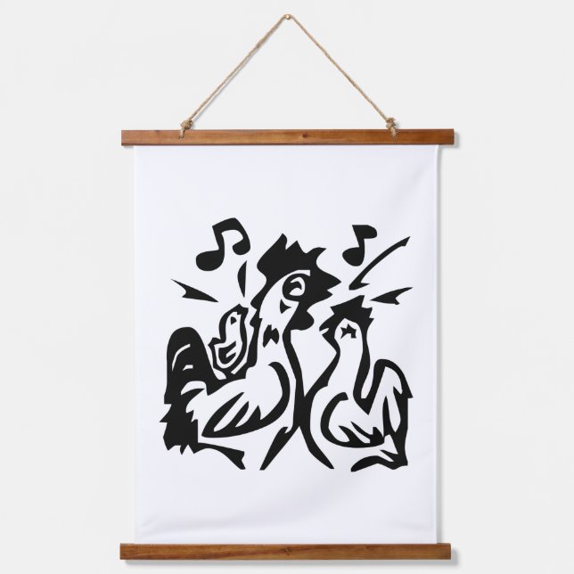 Rooster Wandteppich Mit Holzrahmen (Vorderseite)