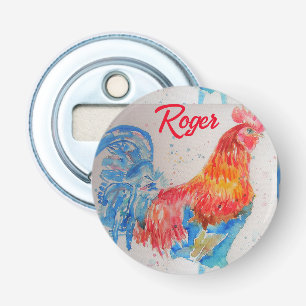 Rooster Wasserfarben Malerei Art Huhn Flaschenöffner