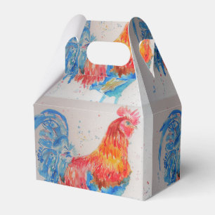 Rooster Wasserfarben Malerei Art Huhn Geschenkschachtel