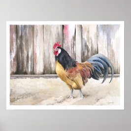 Rooster Watercolor Art Print Poster