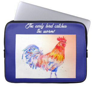 Rooster Watercolor Chicken Bird Cockerel Farm Laptopschutzhülle