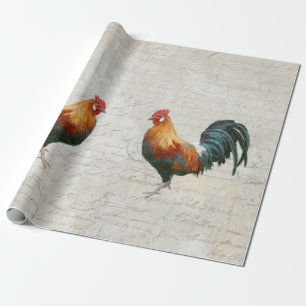 Rooster Watercolor-Marmorskript Vintage Dekoupage Geschenkpapier