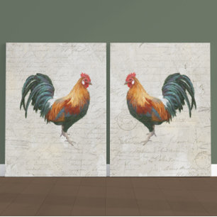 Rooster Watercolor Script Marble Texture Decoupage Seidenpapier