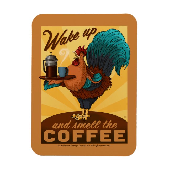 Rooster - Weck auf und rieche den Kaffee Magnet (Vertikal)