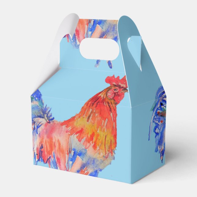 Rooster Wedding Cake Gevor Box Chicken Red Blue Geschenkschachtel (Vorderseite)