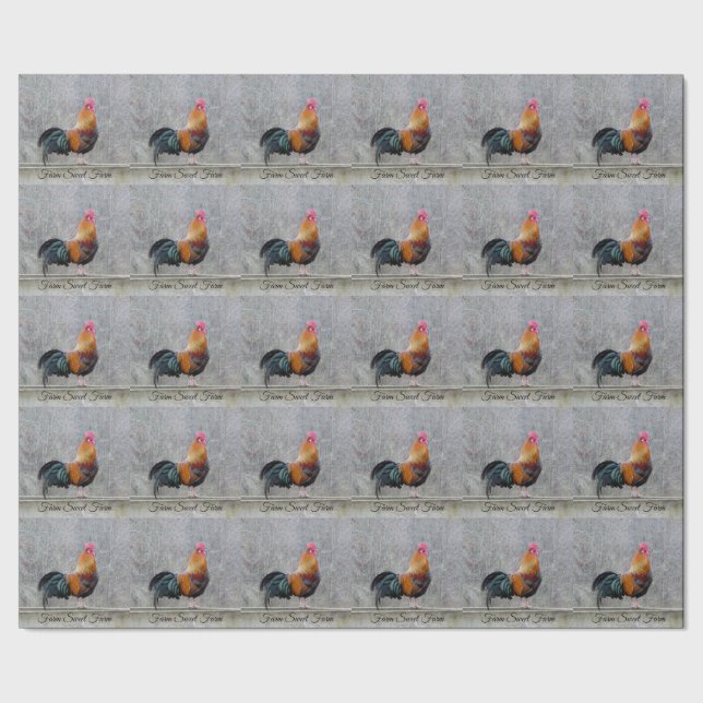 Rooster Wrapping Paper Geschenkpapier (Saum)